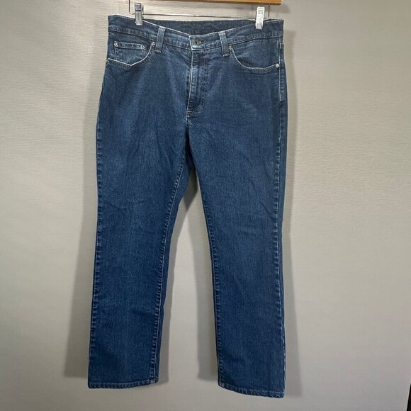 L.L. Bean Jeans Mens 34 Standard Fit Medium Wash Cotton Stretch Logo Pockets - Picture 1 of 9